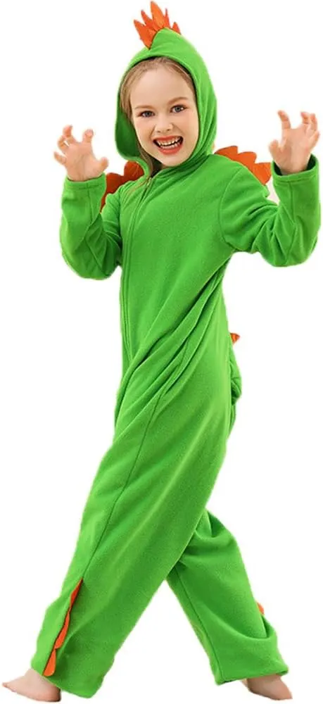 Girls Boys Animal Onesie Romper, Flannel Dino Jumpsuit One-Piece perm capability discipline sinuous Halloween Party yolsun Dinosaur Costume Kids, 