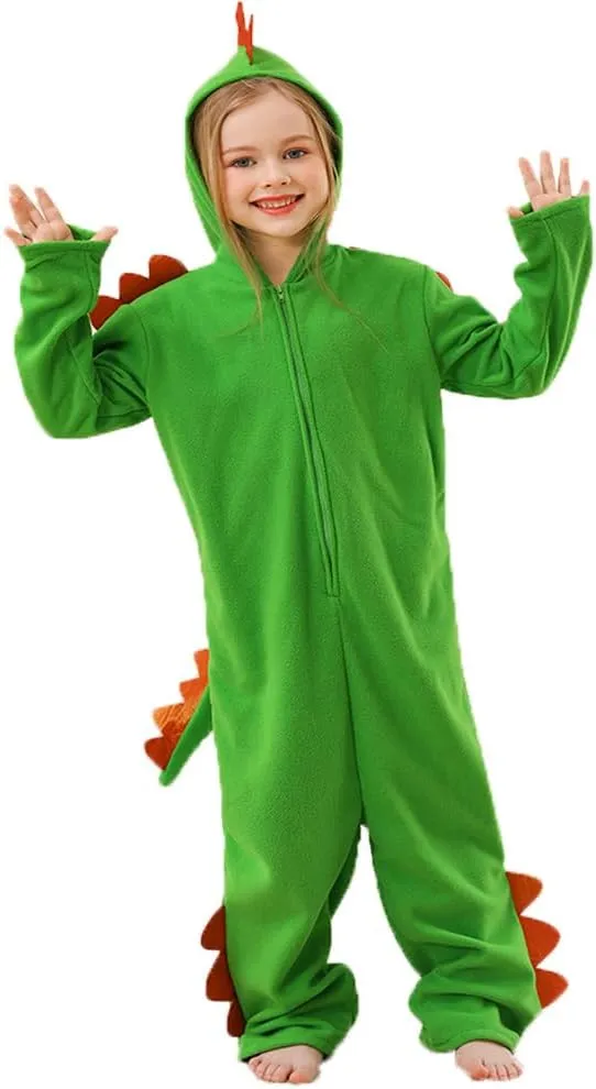 Girls Boys Animal Onesie Romper, Flannel Dino Jumpsuit One-Piece perm capability discipline sinuous Halloween Party yolsun Dinosaur Costume Kids, 