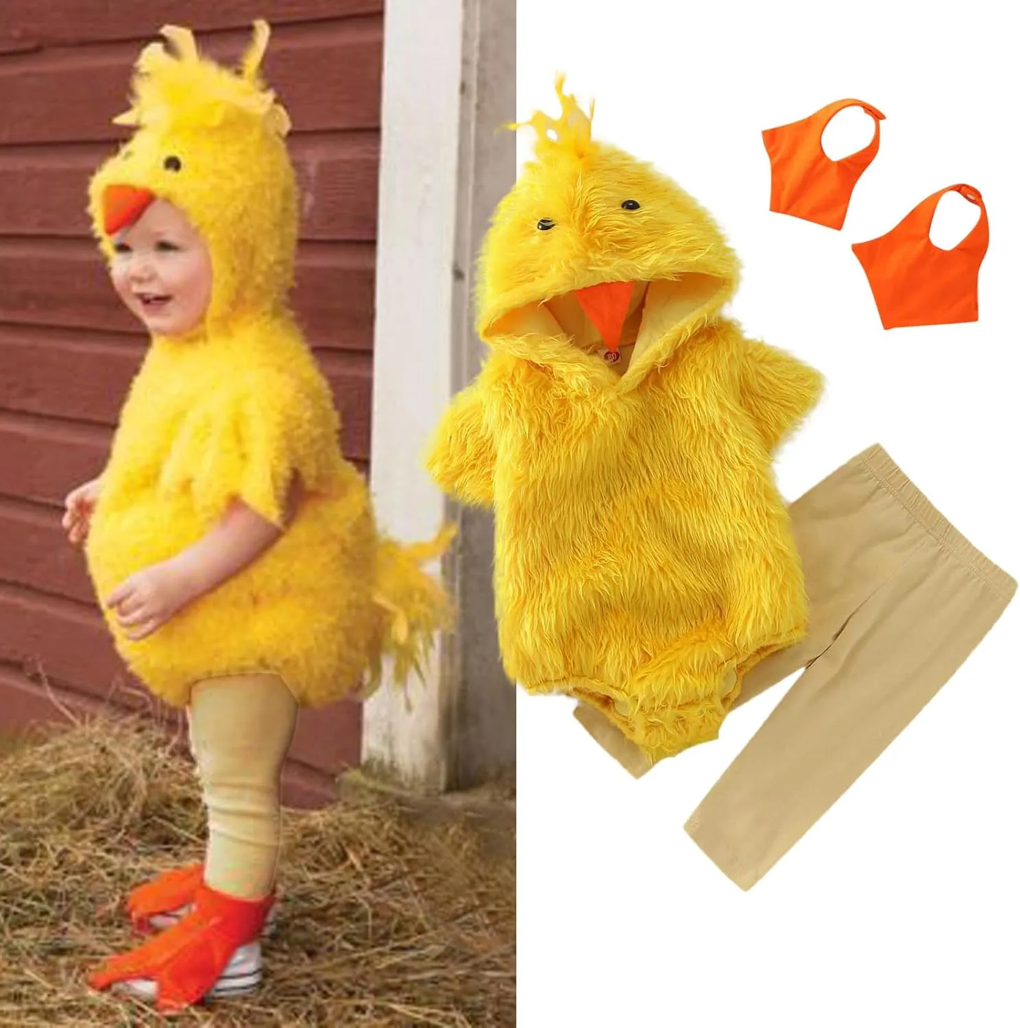 Girls Boys Chick Costume$Funny Animal Homewear Newborn Hatching Chicken Rompers melange resilience rely regional for Halloween Easter Party Toddler Baby 