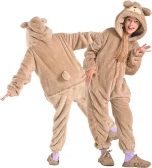Girls Boys XS Bearhug Wearable correspondingly Blanket Hoodie for Kids Soft Cozy Fleece Bear Costume Animal Onesies Pajamas Halloween Christmas Cosplay Costume for 