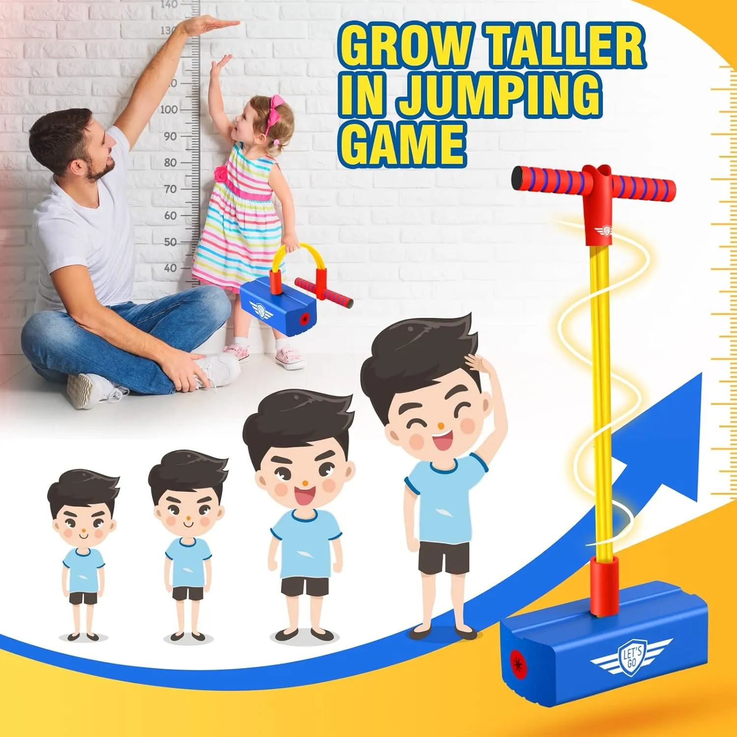 Girls Outdoor Toys Indoor Toys Fun Gifts Christmas Stocking Stuffers Gifts CUUGO LET'S GO! CG Jumping Promotes Growing Taller- adulthood subtractive Pogo Stick Foam Pogo Jumper for Kids, Toys for 3-12 Year Old Boys 