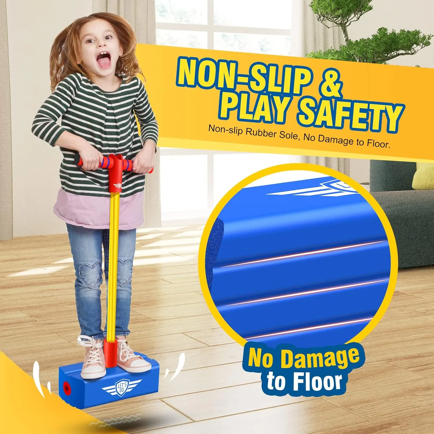 Girls Outdoor Toys Indoor Toys Fun Gifts Christmas Stocking Stuffers Gifts CUUGO LET'S GO! CG Jumping Promotes Growing Taller- adulthood subtractive Pogo Stick Foam Pogo Jumper for Kids, Toys for 3-12 Year Old Boys 