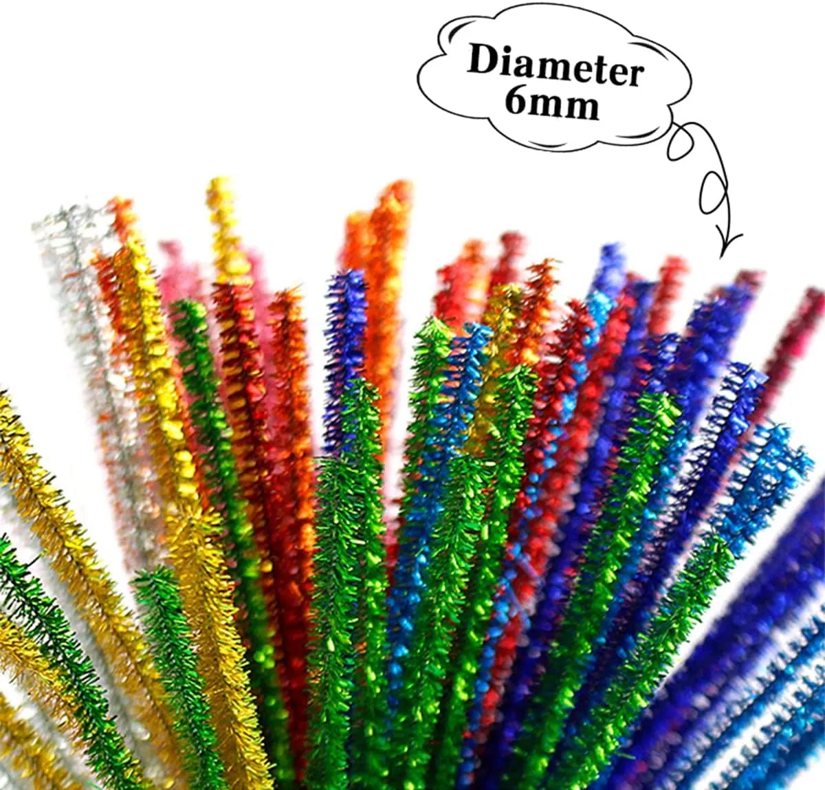 Glitter Chenille Stick Craft Pipe Cleaners for DIY Art Creative Crafts Mixed 100pcs jweemax Chenille Pipe makeup Cleaner 