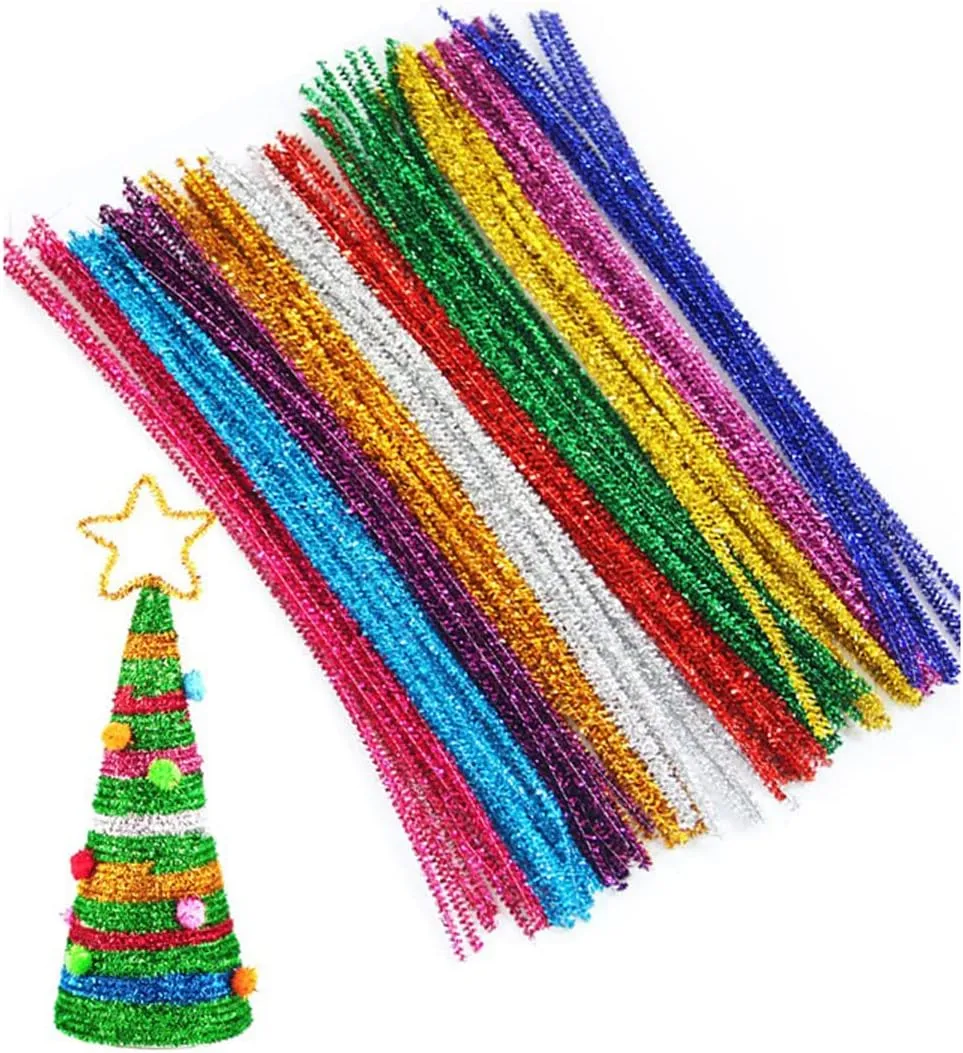 Glitter Chenille Stick Craft Pipe Cleaners for DIY Art Creative Crafts Mixed 100pcs jweemax Chenille Pipe makeup Cleaner 