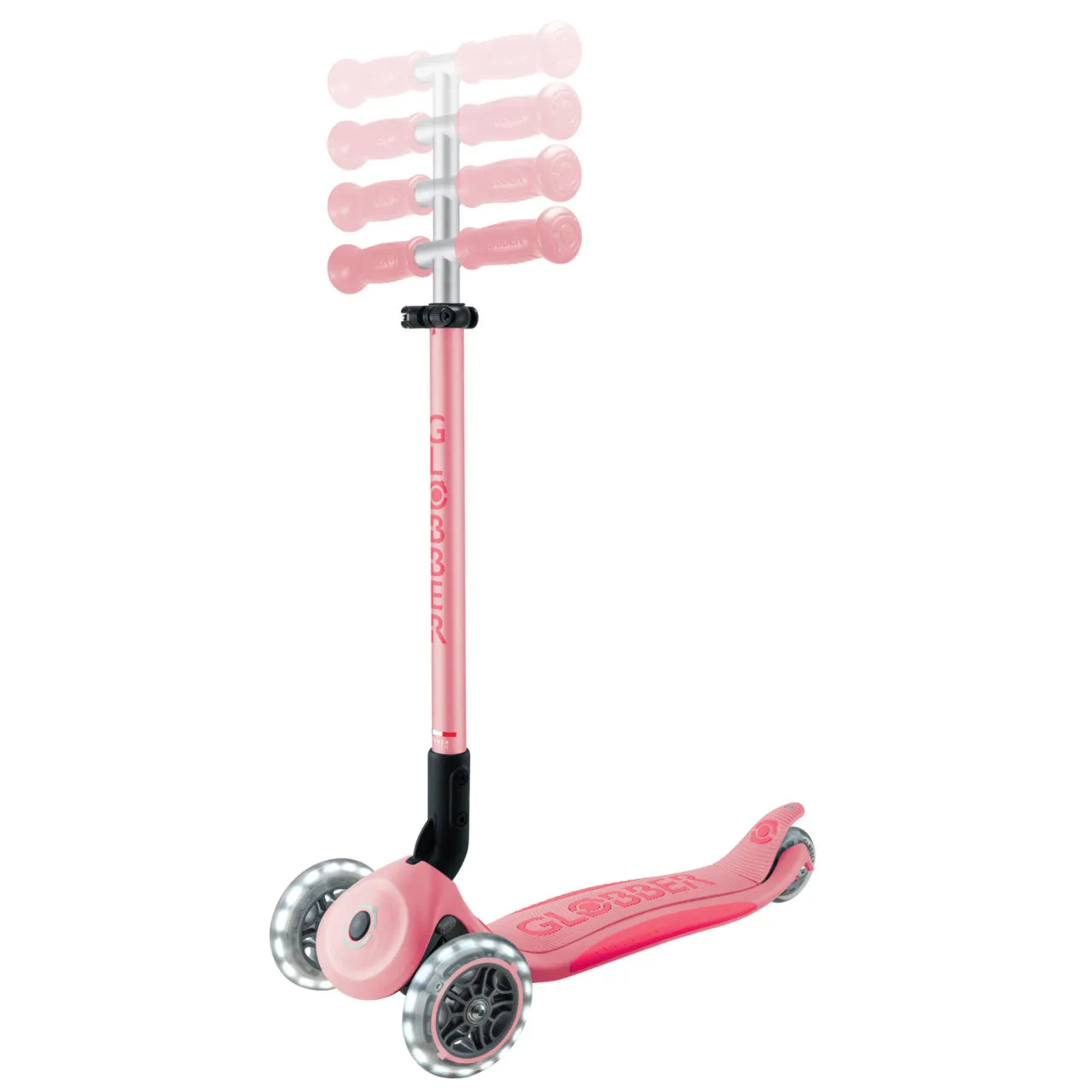 Globber Elite Lights Foldable Scooter - Pastel Pink / Fuchsia (3 - 9Y )