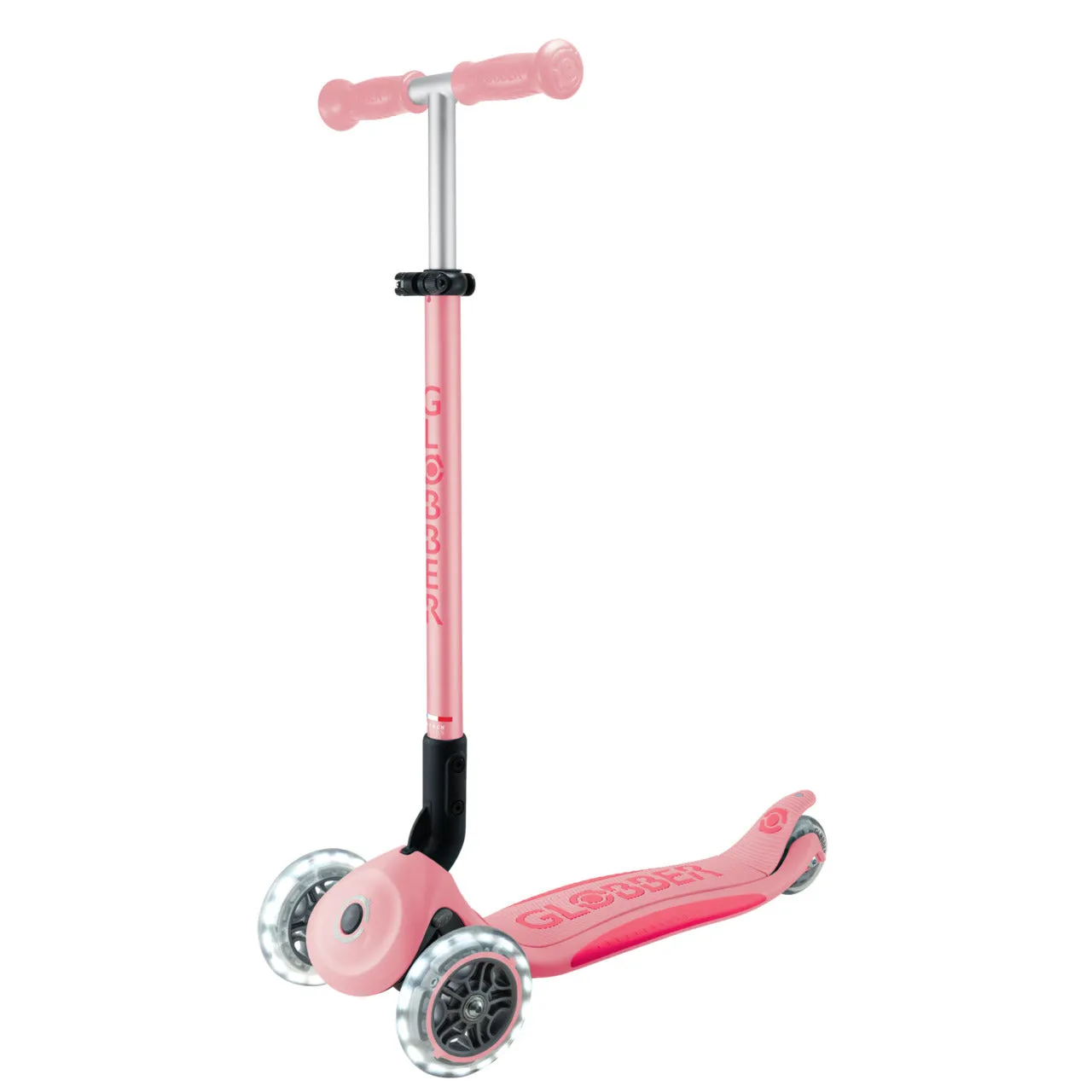 Globber Elite Lights Foldable Scooter - Pastel Pink / Fuchsia (3 - 9Y )