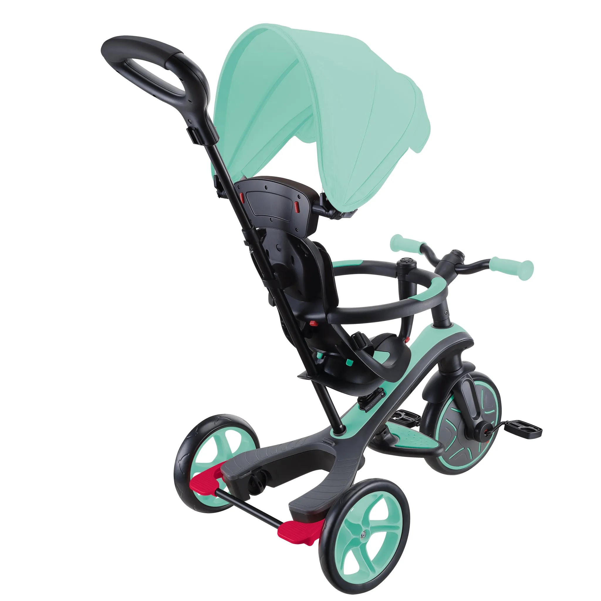 Globber Explorer Trike 4-In-1 - Mint (New Canopy, New Handlebar, New Handlegrip Skin) (10M - 5Y)