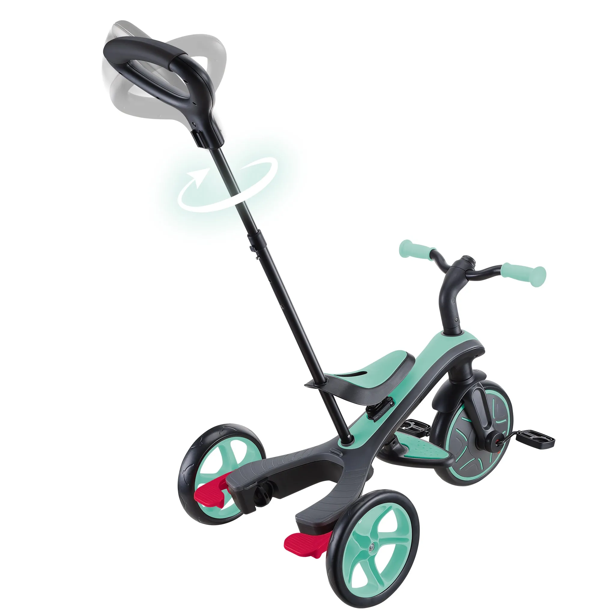 Globber Explorer Trike 4-In-1 - Mint (New Canopy, New Handlebar, New Handlegrip Skin) (10M - 5Y)