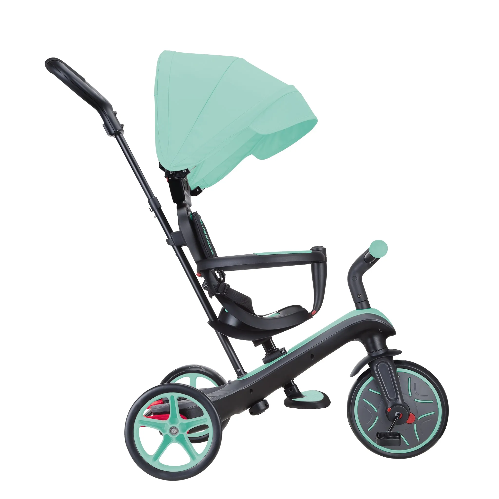 Globber Explorer Trike 4-In-1 - Mint (New Canopy, New Handlebar, New Handlegrip Skin) (10M - 5Y)