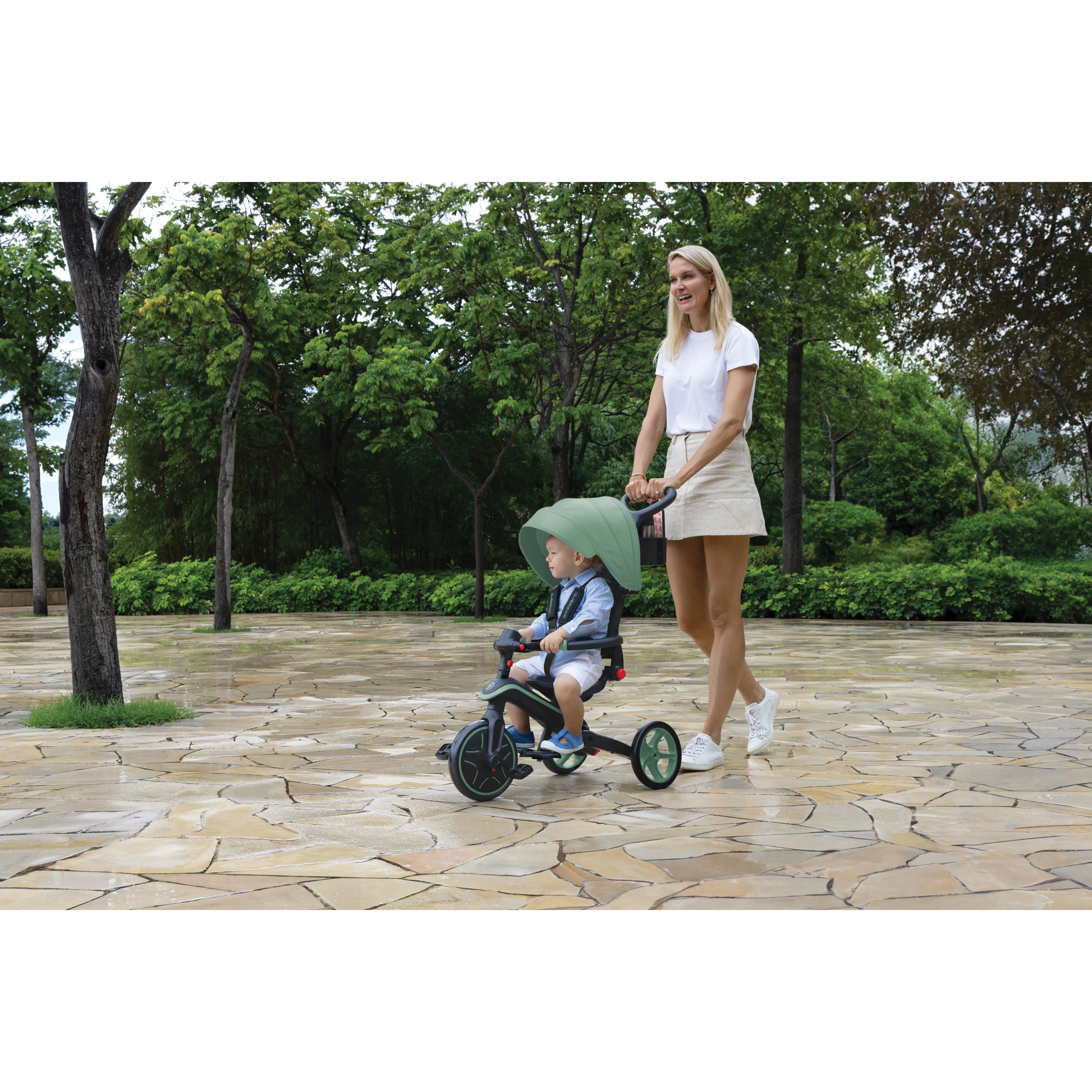 Globber Explorer Trike 4-In-1 - Mint (New Canopy, New Handlebar, New Handlegrip Skin) (10M - 5Y)
