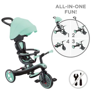 Globber Explorer Trike 4-In-1 - Mint (New Canopy, New Handlebar, New Handlegrip Skin) (10M - 5Y)