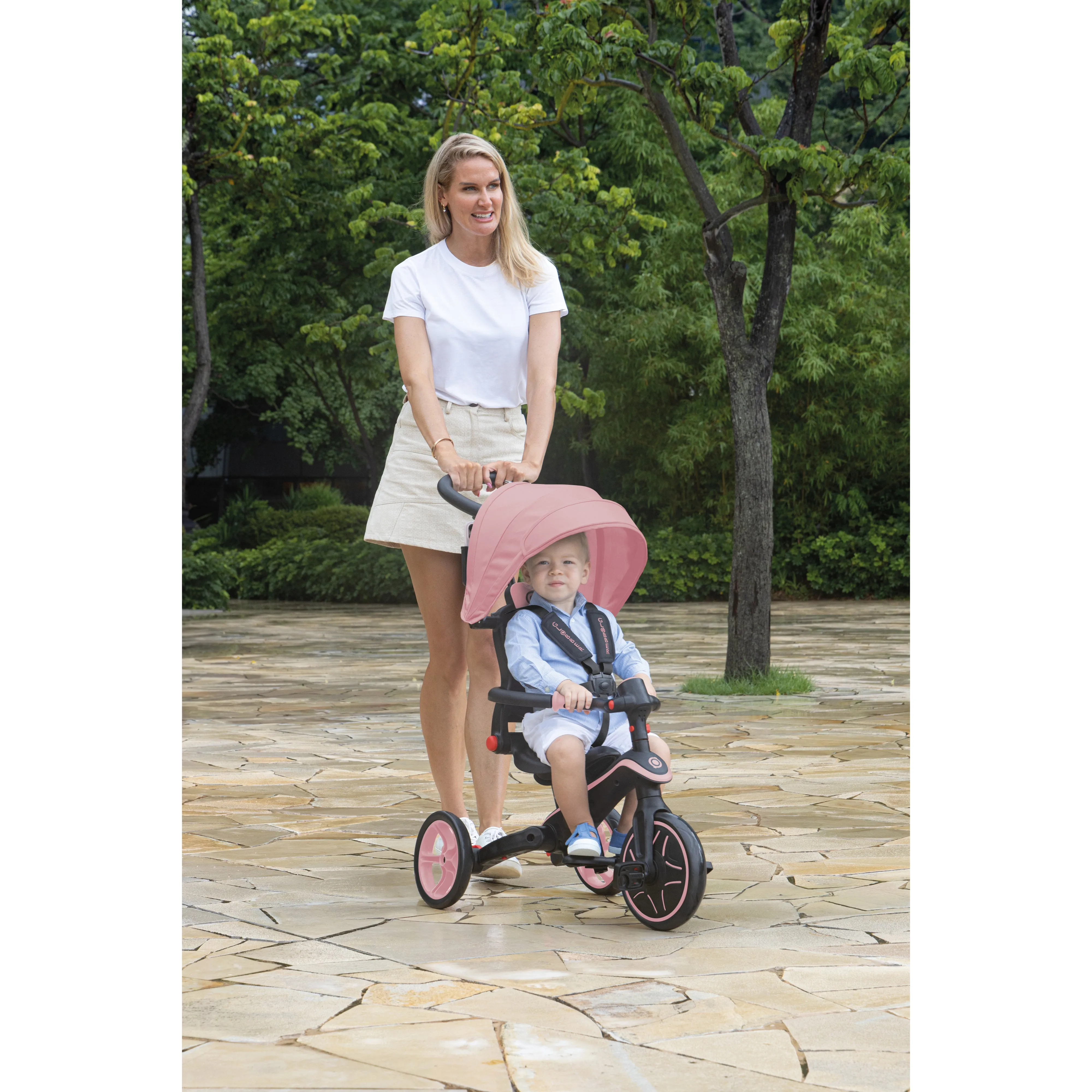 Globber Explorer Trike 4-In-1 - Pink (New Canopy, New Handlebar, New Handlegrip Skin) (10M - 5Y)