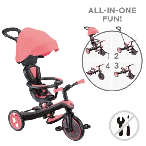 Globber Explorer Trike 4-In-1 - Pink (New Canopy, New Handlebar, New Handlegrip Skin) (10M - 5Y)