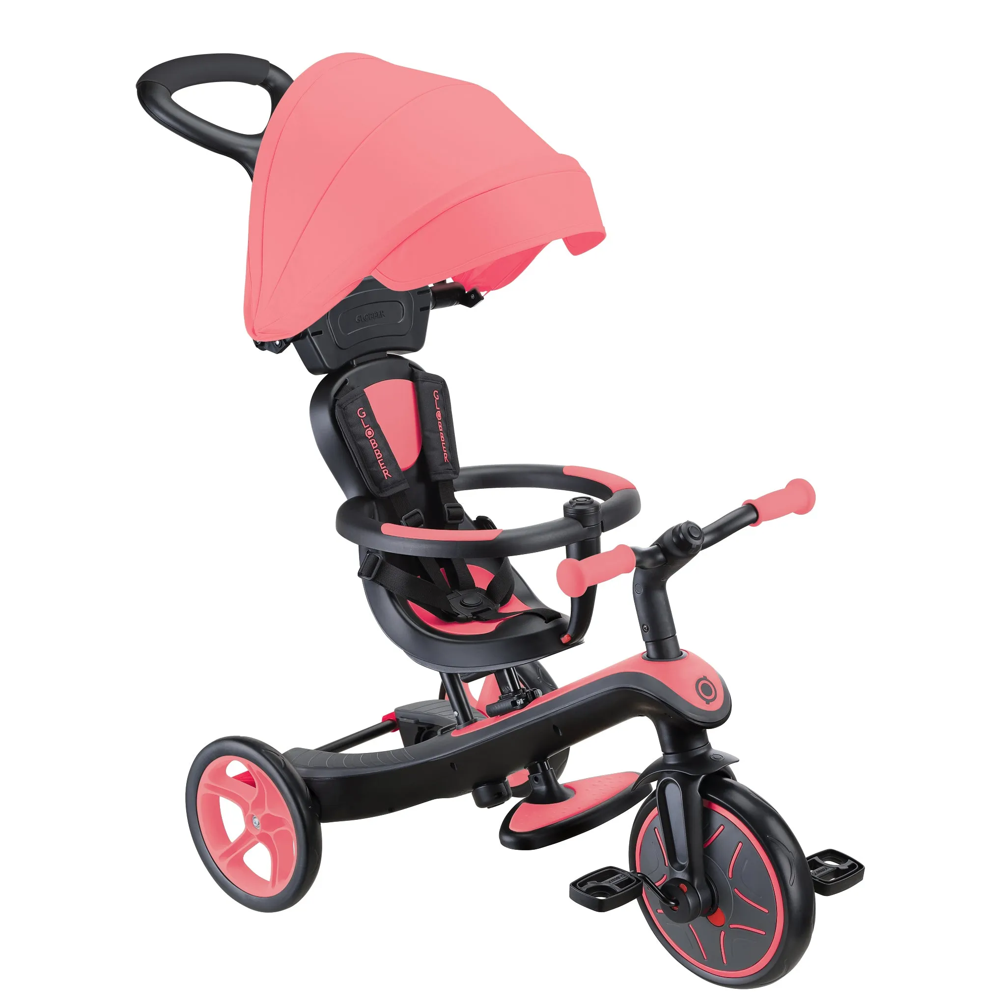 Globber Explorer Trike 4-In-1 - Pink (New Canopy, New Handlebar, New Handlegrip Skin) (10M - 5Y)