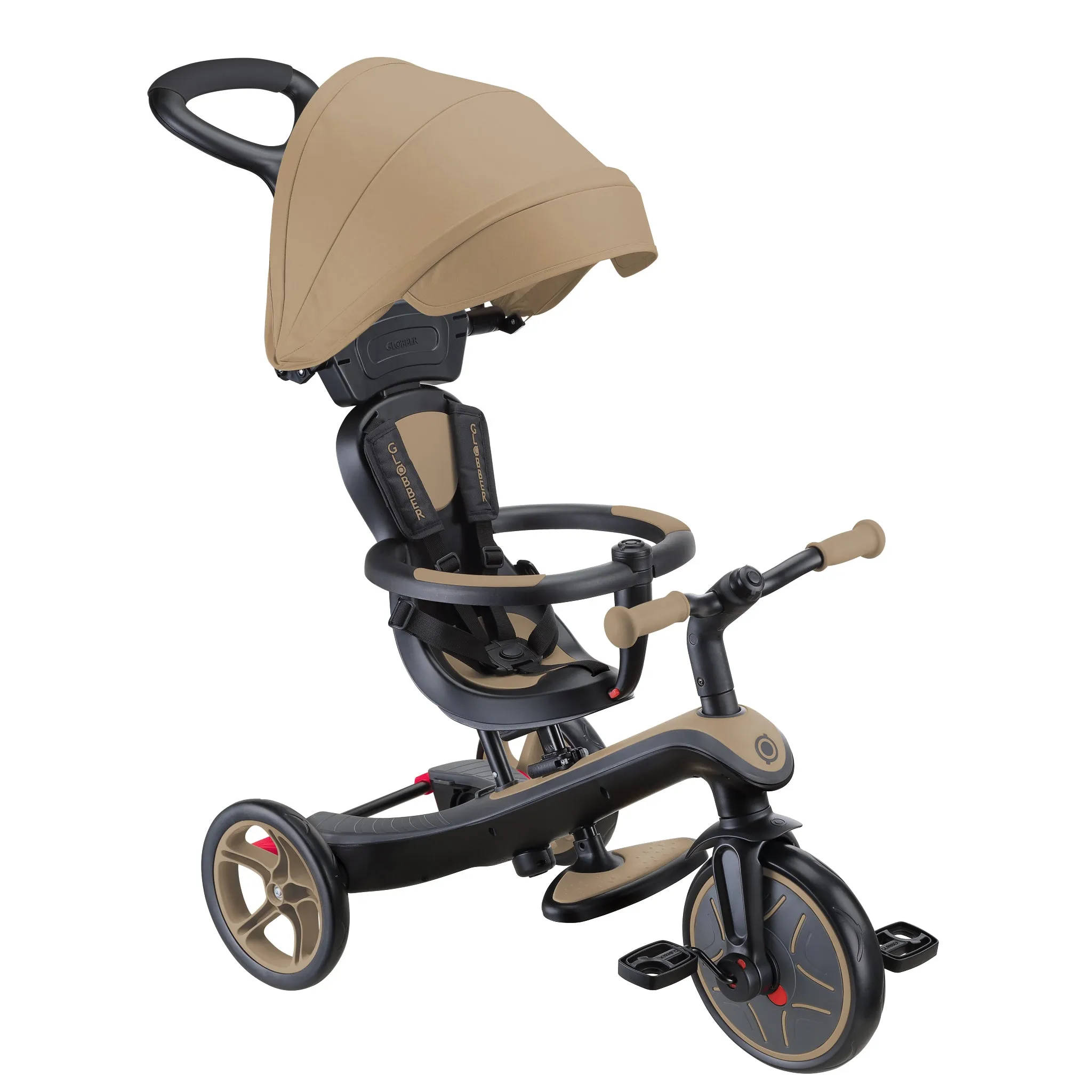 Globber Explorer Trike 4-In-1 - Sand (New Canopy, New Handlebar, New Handlegrip Skin) (10M - 5Y)