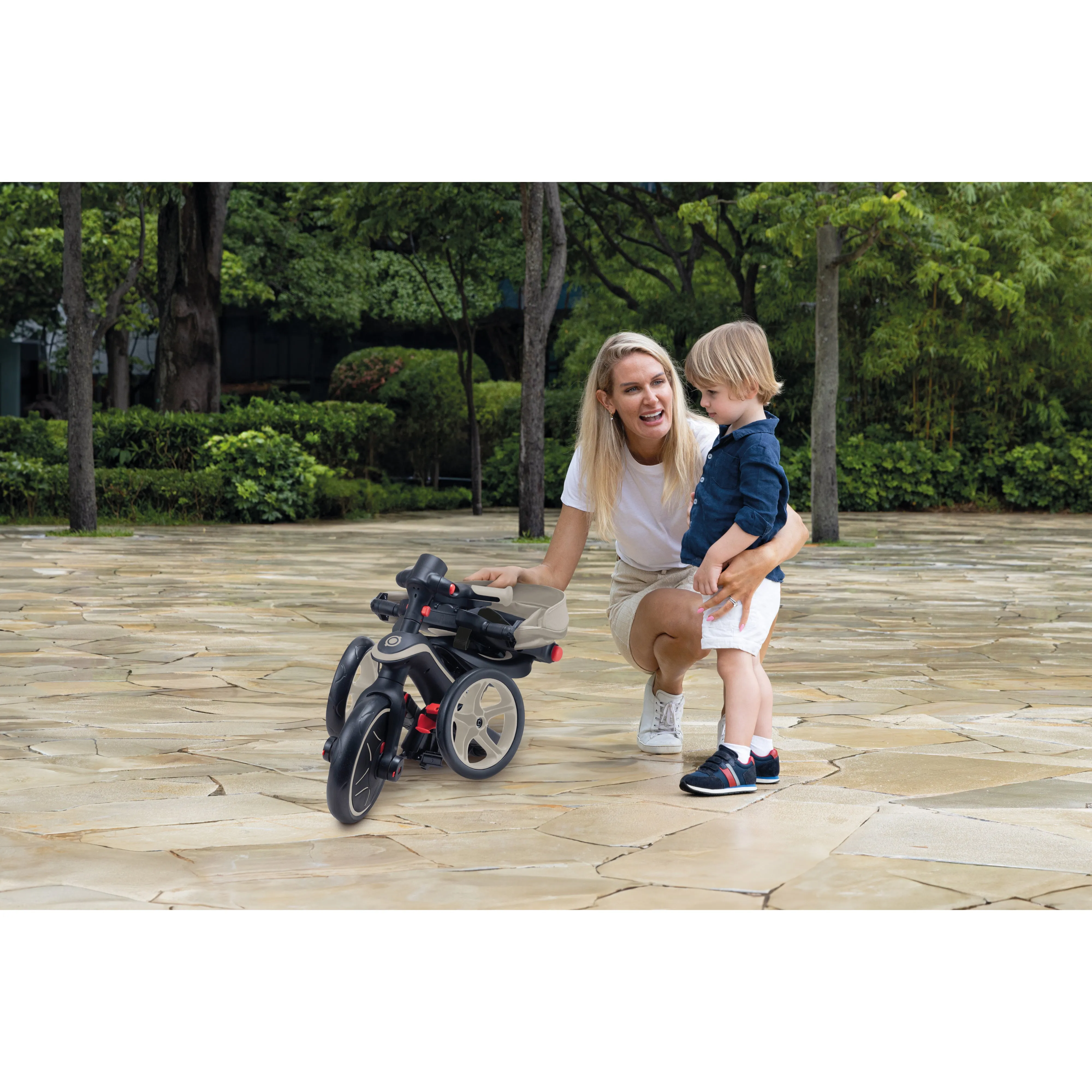 Globber Explorer Trike Foldable 4-In-1 - Taupe (10M - 5Y)