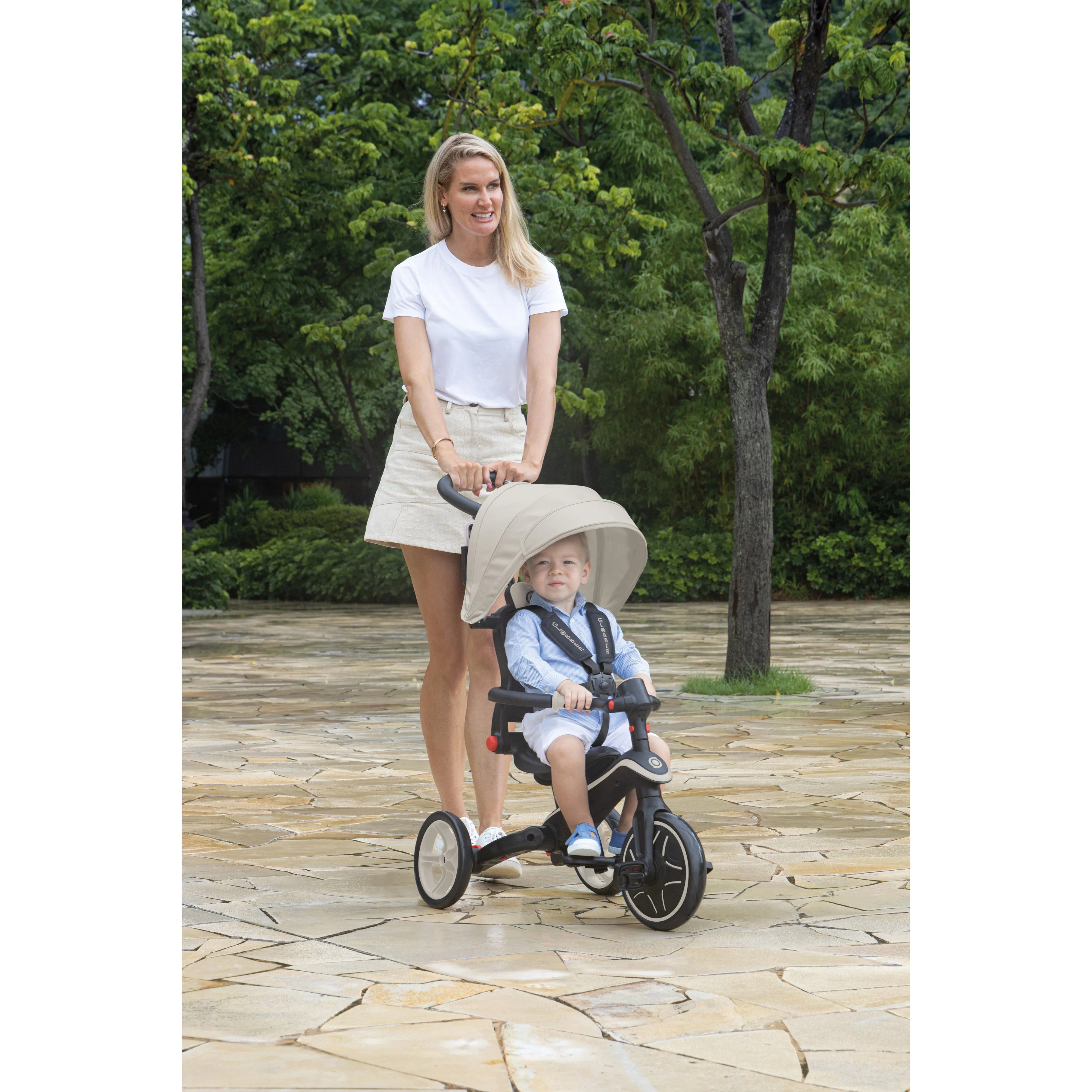 Globber Explorer Trike Foldable 4-In-1 - Taupe (10M - 5Y)