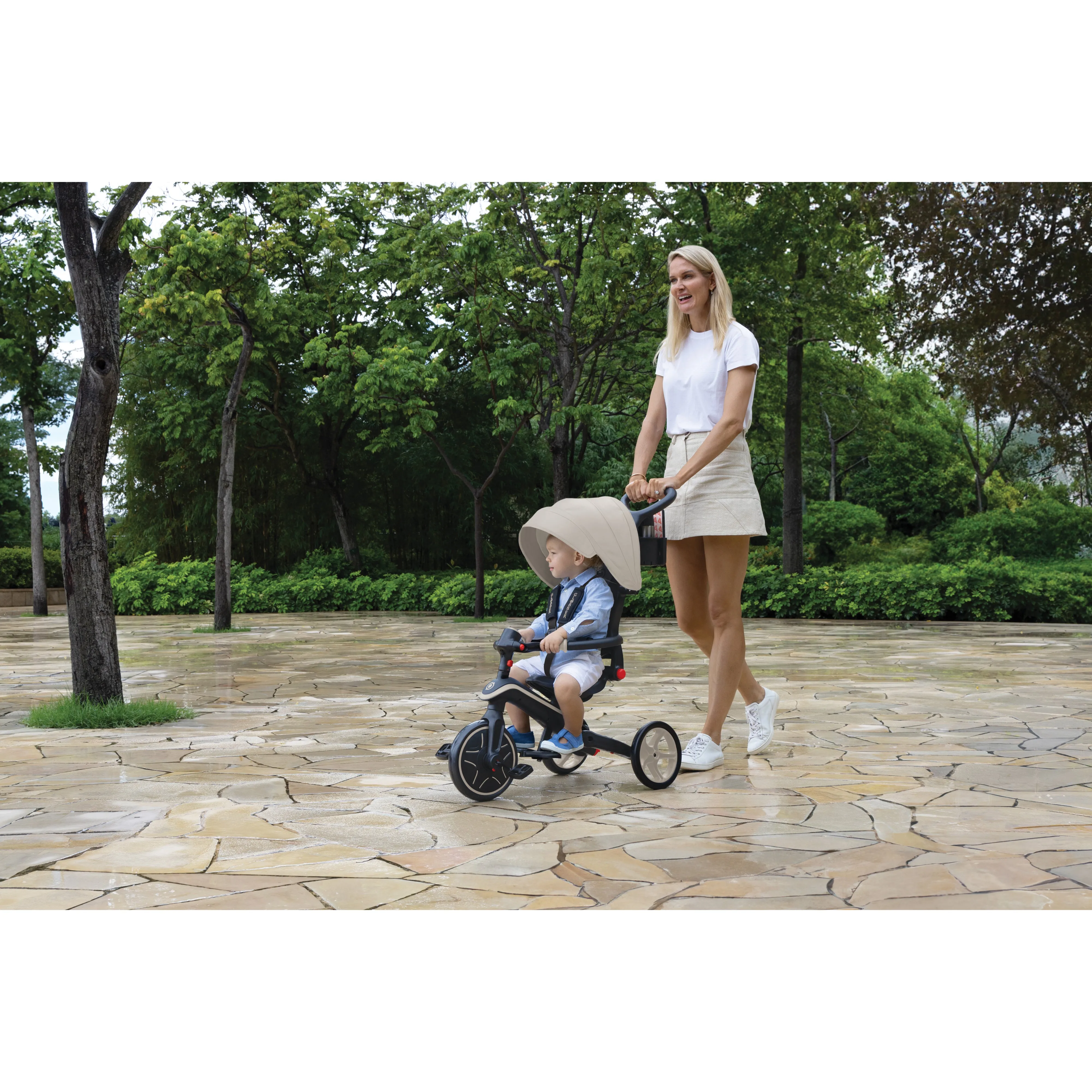 Globber Explorer Trike Foldable 4-In-1 - Taupe (10M - 5Y)