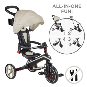 Globber Explorer Trike Foldable 4-In-1 - Taupe (10M - 5Y)