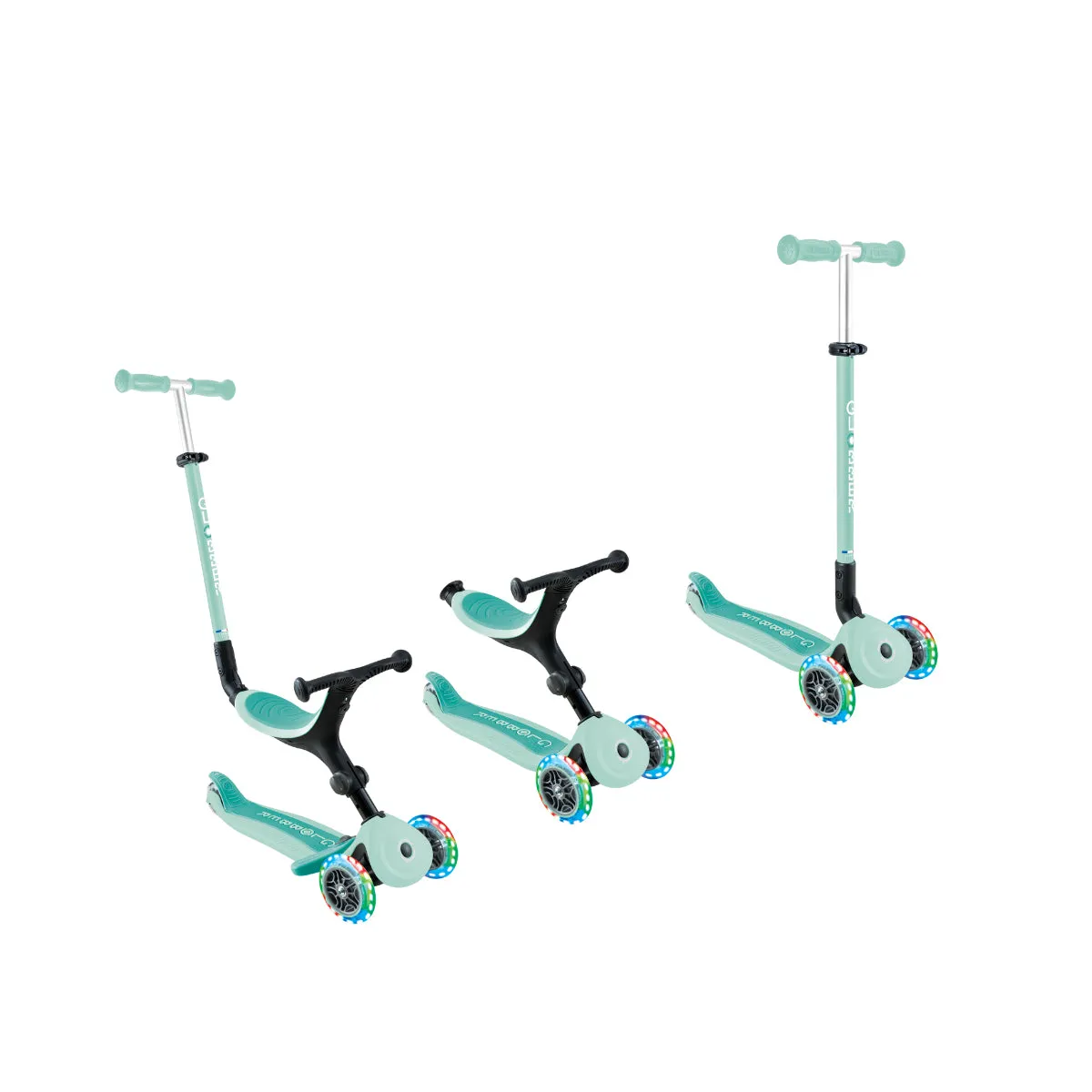Globber Go Up Active Lights Foldable Scooter - Mint / Dark Mint (15M - 9Y )