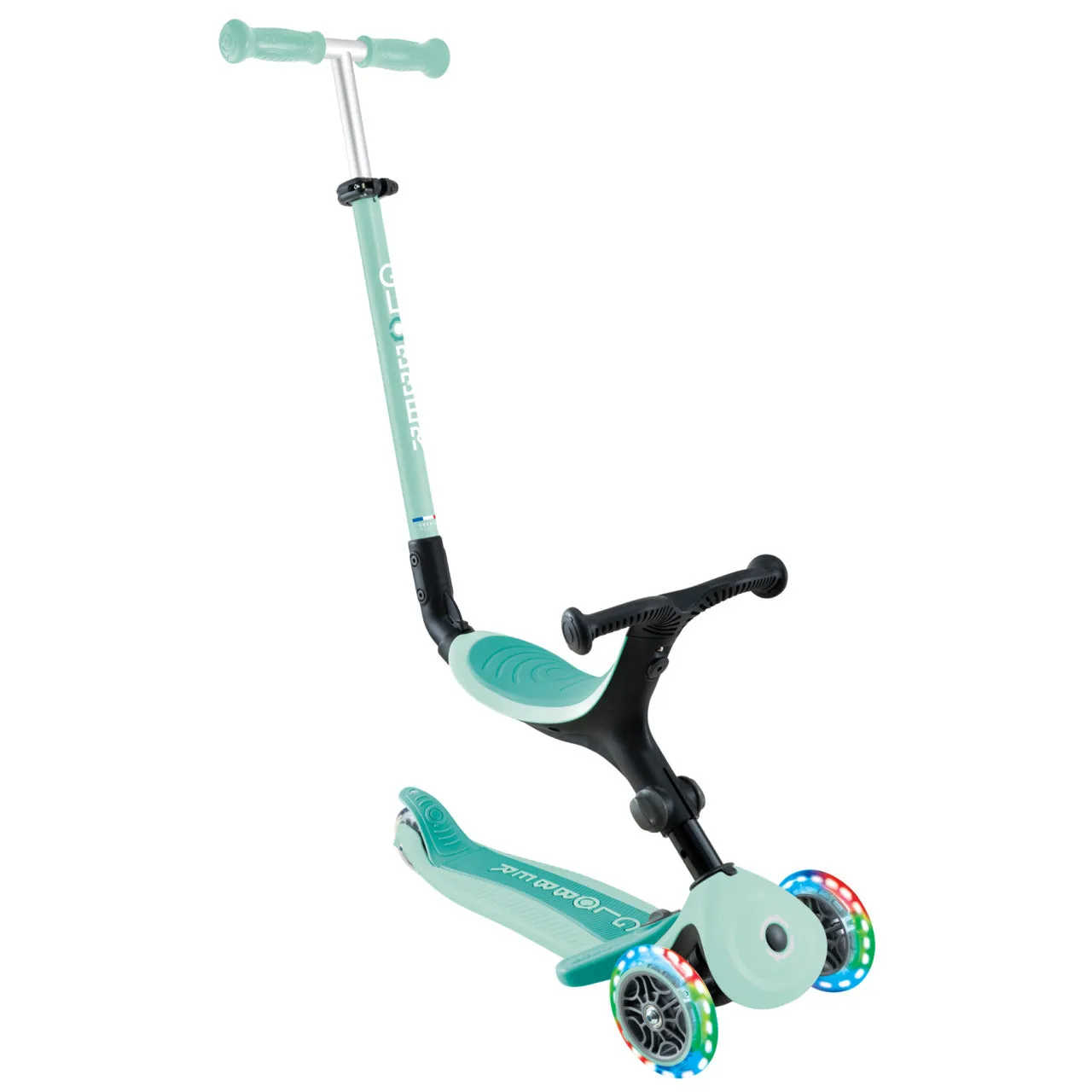 Globber Go Up Active Lights Foldable Scooter - Mint / Dark Mint (15M - 9Y )