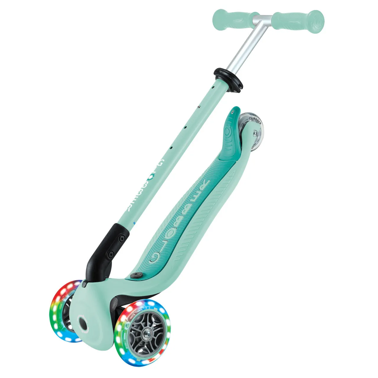 Globber Go Up Active Lights Foldable Scooter - Mint / Dark Mint (15M - 9Y )