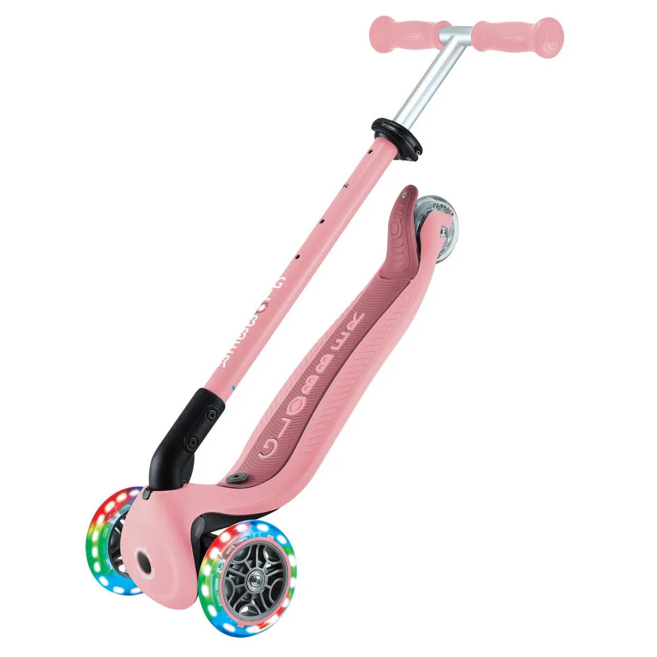 Globber Go Up Active Lights Foldable Scooter - Pastel Pink / Deep Pastel Pink (15M - 9Y )