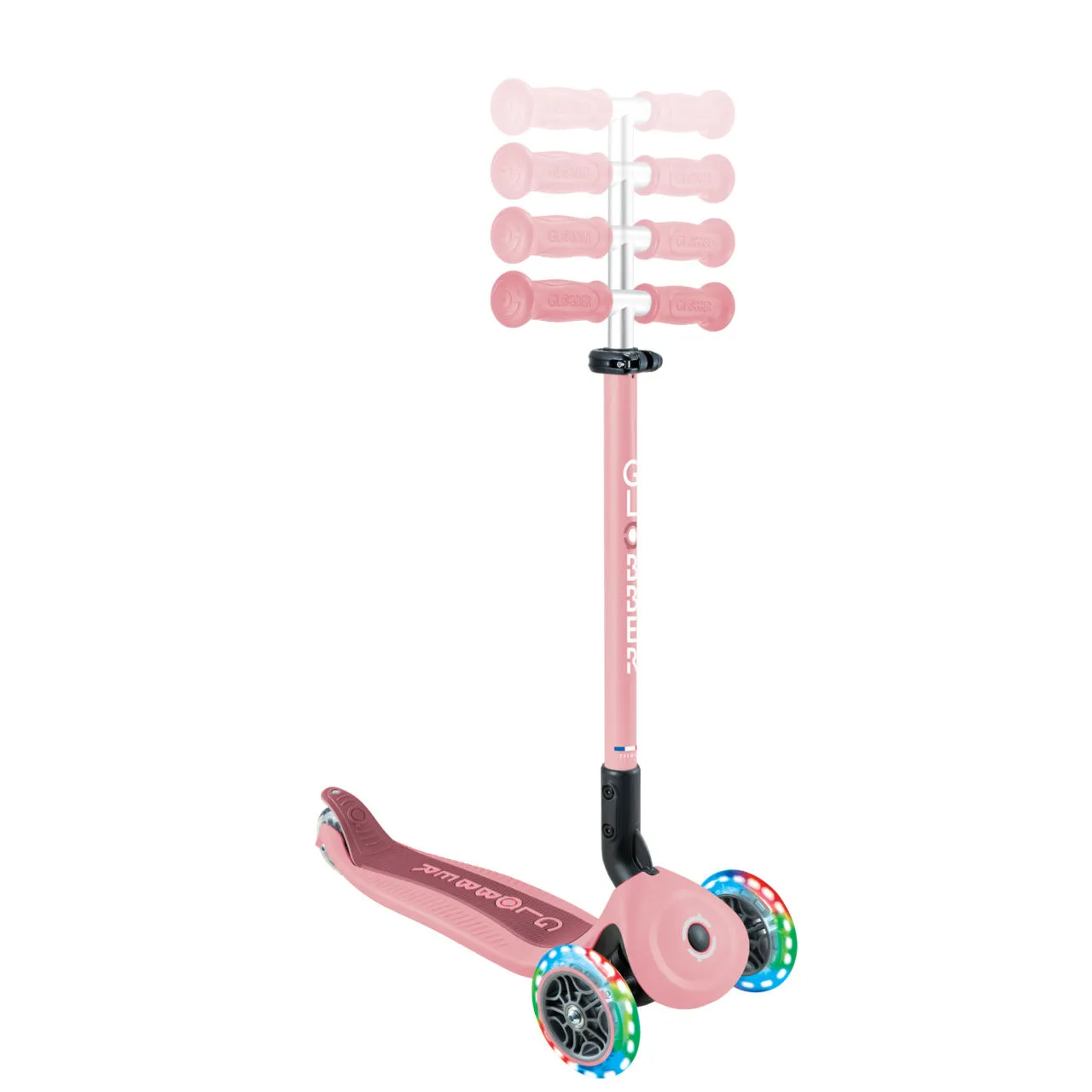 Globber Go Up Active Lights Foldable Scooter - Pastel Pink / Deep Pastel Pink (15M - 9Y )