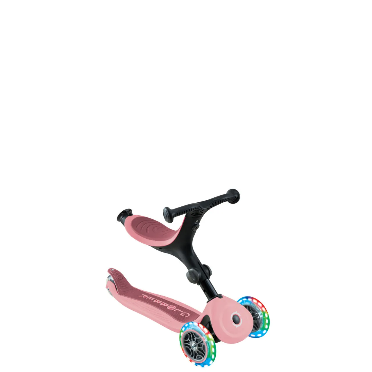 Globber Go Up Active Lights Foldable Scooter - Pastel Pink / Deep Pastel Pink (15M - 9Y )