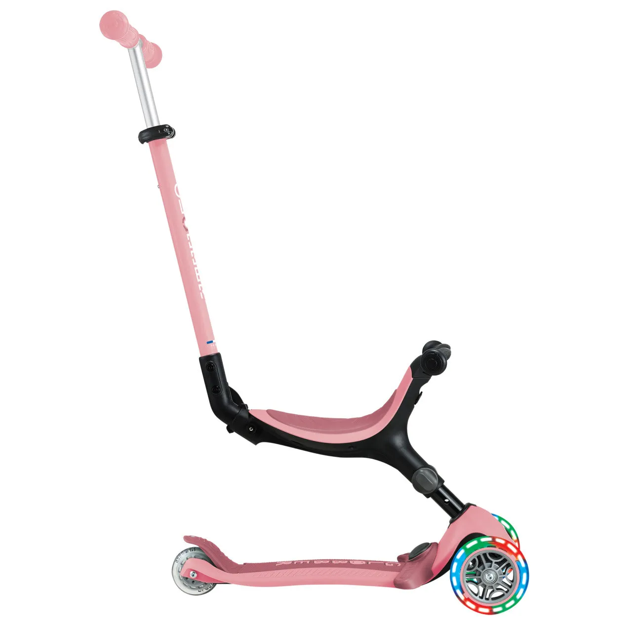 Globber Go Up Active Lights Foldable Scooter - Pastel Pink / Deep Pastel Pink (15M - 9Y )
