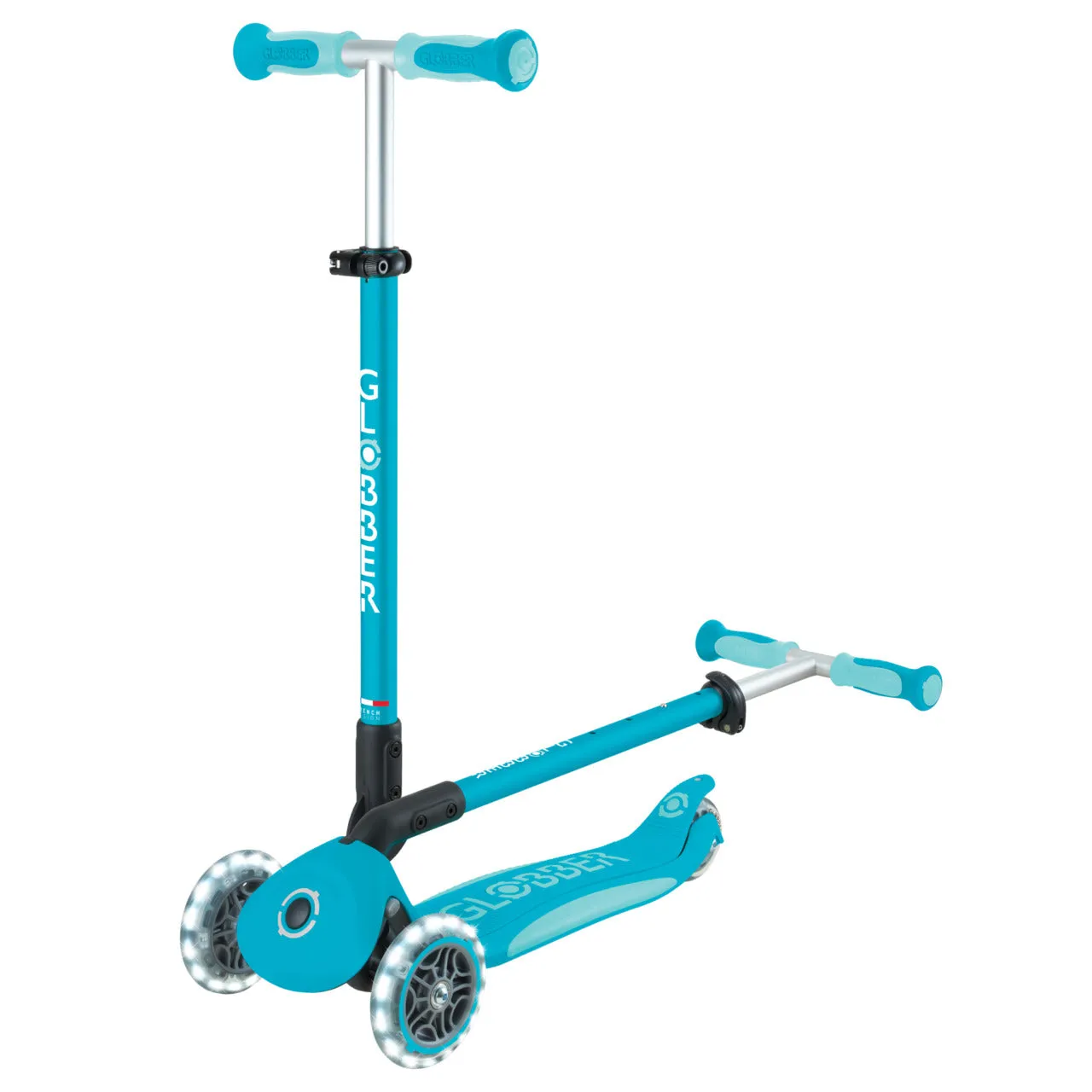 Globber Go Up Deluxe Lights 360° Foldable Scooter - Aqua (15M - 9Y )