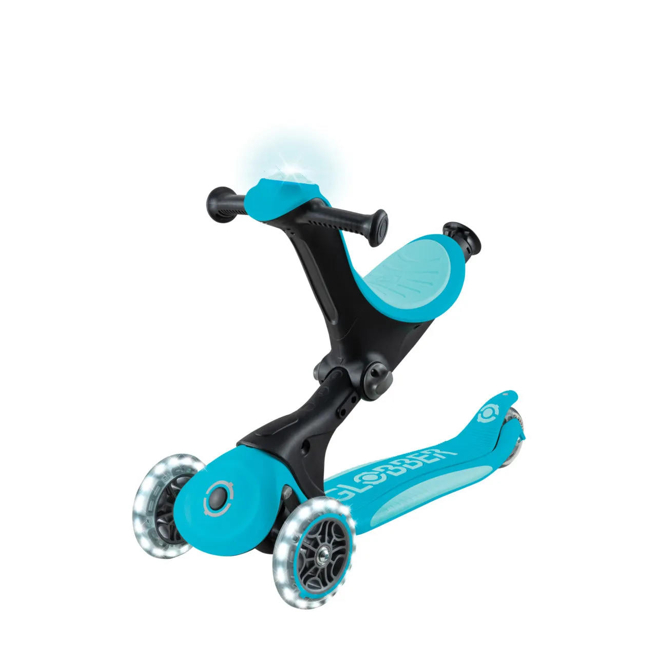 Globber Go Up Deluxe Lights 360° Foldable Scooter - Aqua (15M - 9Y )