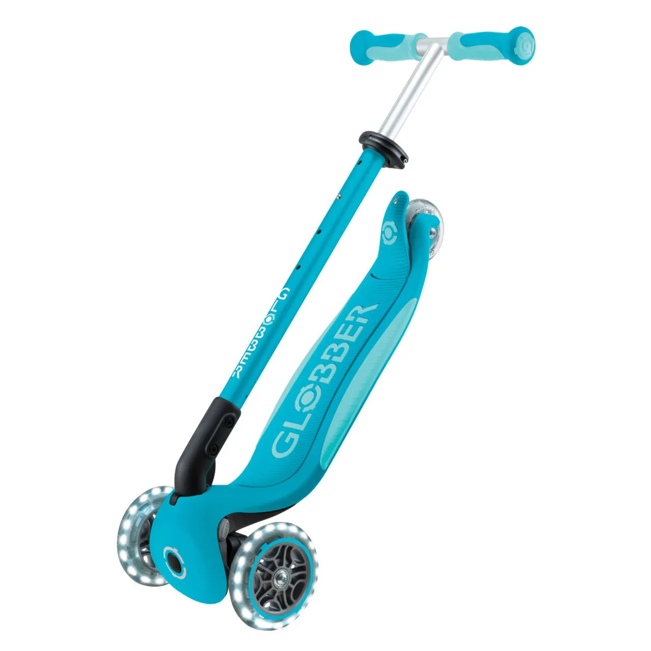 Globber Go Up Deluxe Lights 360° Foldable Scooter - Aqua (15M - 9Y )