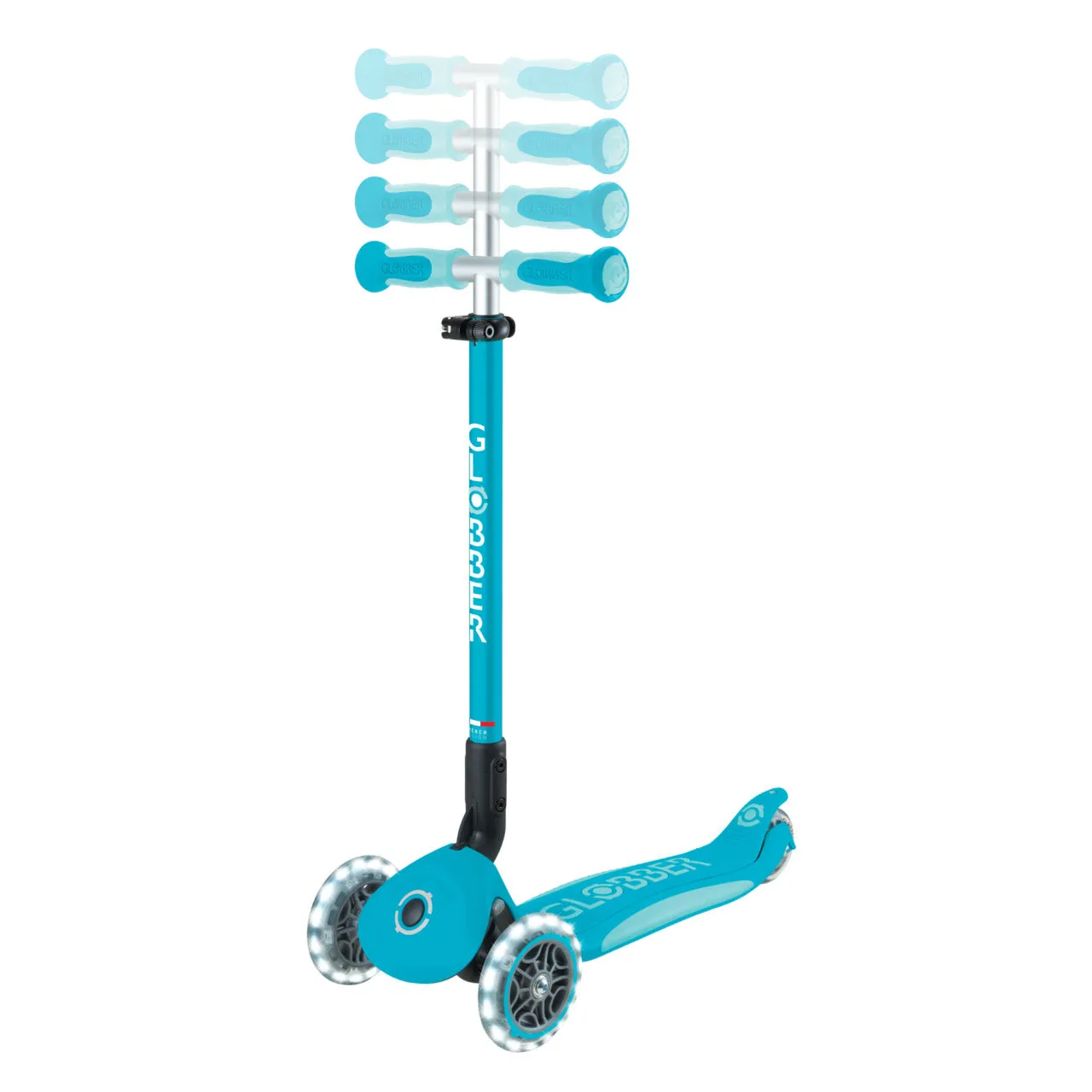 Globber Go Up Deluxe Lights 360° Foldable Scooter - Aqua (15M - 9Y )