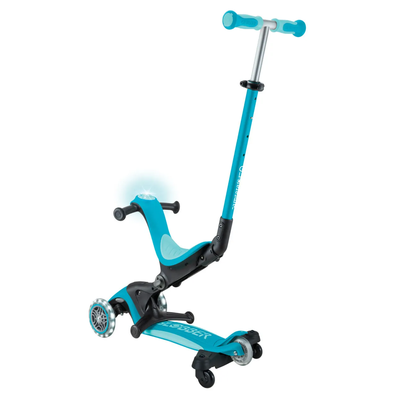 Globber Go Up Deluxe Lights 360° Foldable Scooter - Aqua (15M - 9Y )