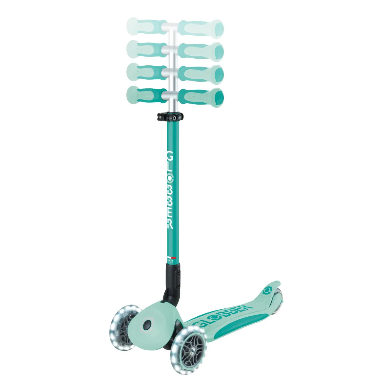 Globber Go Up Deluxe Lights 360° Foldable Scooter - Mint / Pistachio (15M - 9Y )