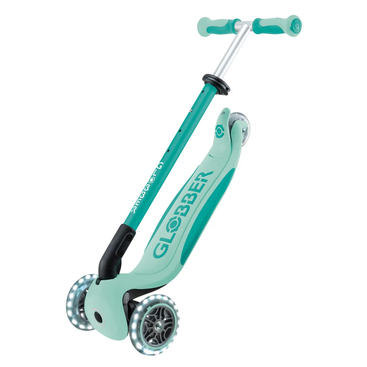 Globber Go Up Deluxe Lights 360° Foldable Scooter - Mint / Pistachio (15M - 9Y )