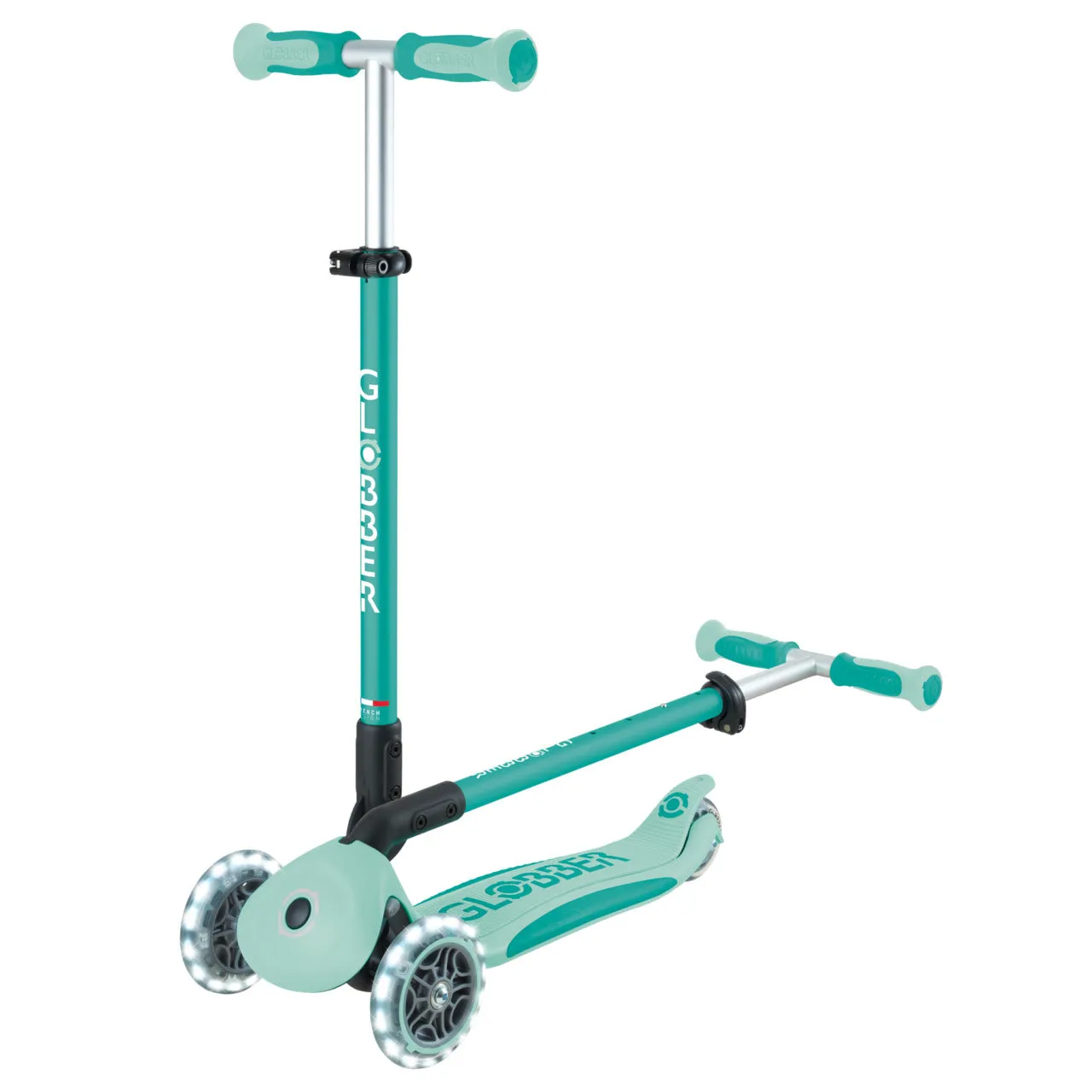 Globber Go Up Deluxe Lights 360° Foldable Scooter - Mint / Pistachio (15M - 9Y )