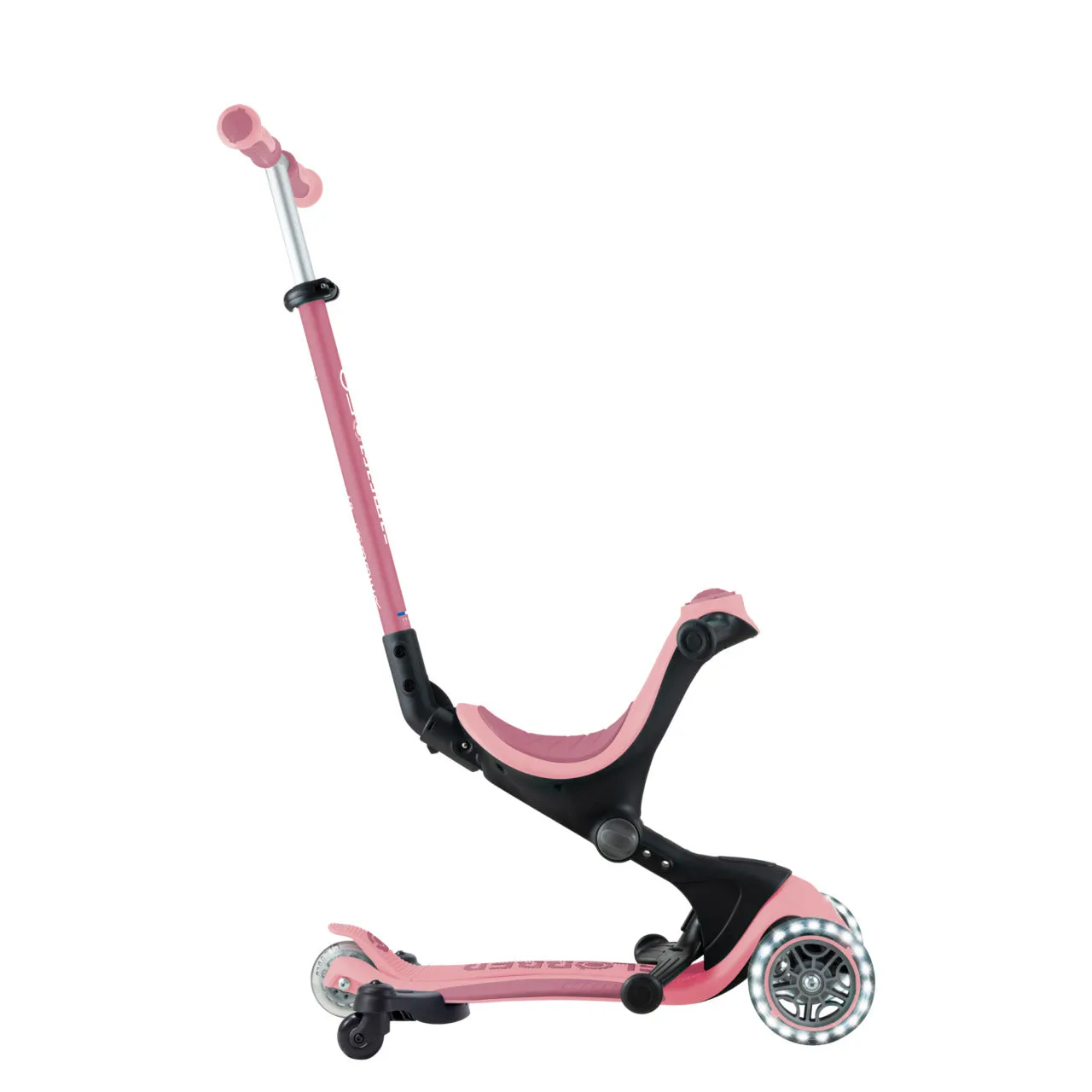 Globber Go Up Deluxe Lights 360° Foldable Scooter - Pastel Pink / Deep Pastel Pink (15M - 9Y )