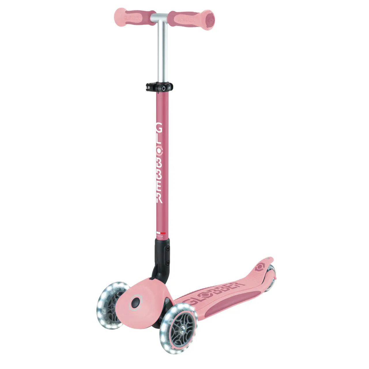 Globber Go Up Deluxe Lights 360° Foldable Scooter - Pastel Pink / Deep Pastel Pink (15M - 9Y )