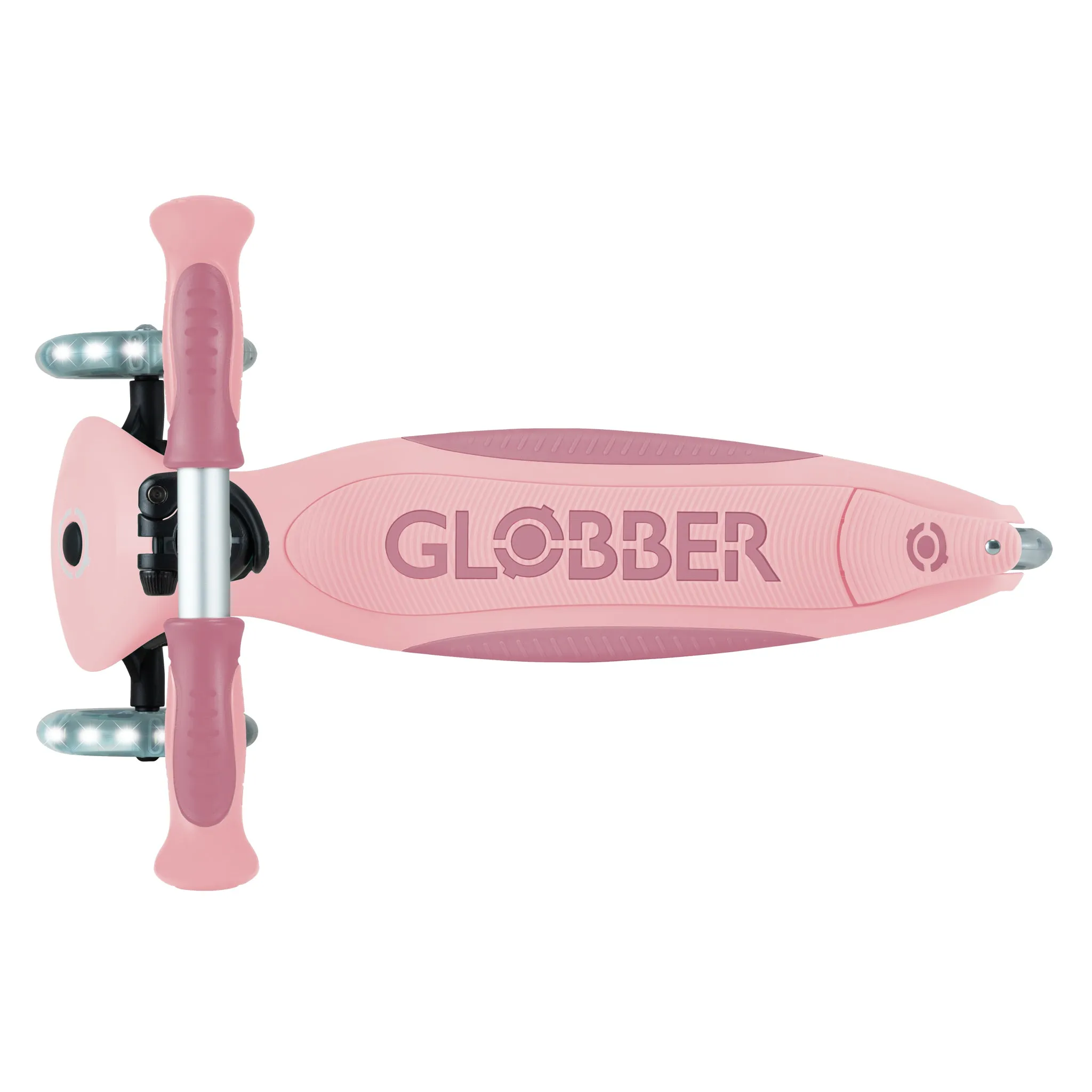 Globber Go Up Deluxe Lights 360° Foldable Scooter - Pastel Pink / Deep Pastel Pink (15M - 9Y )