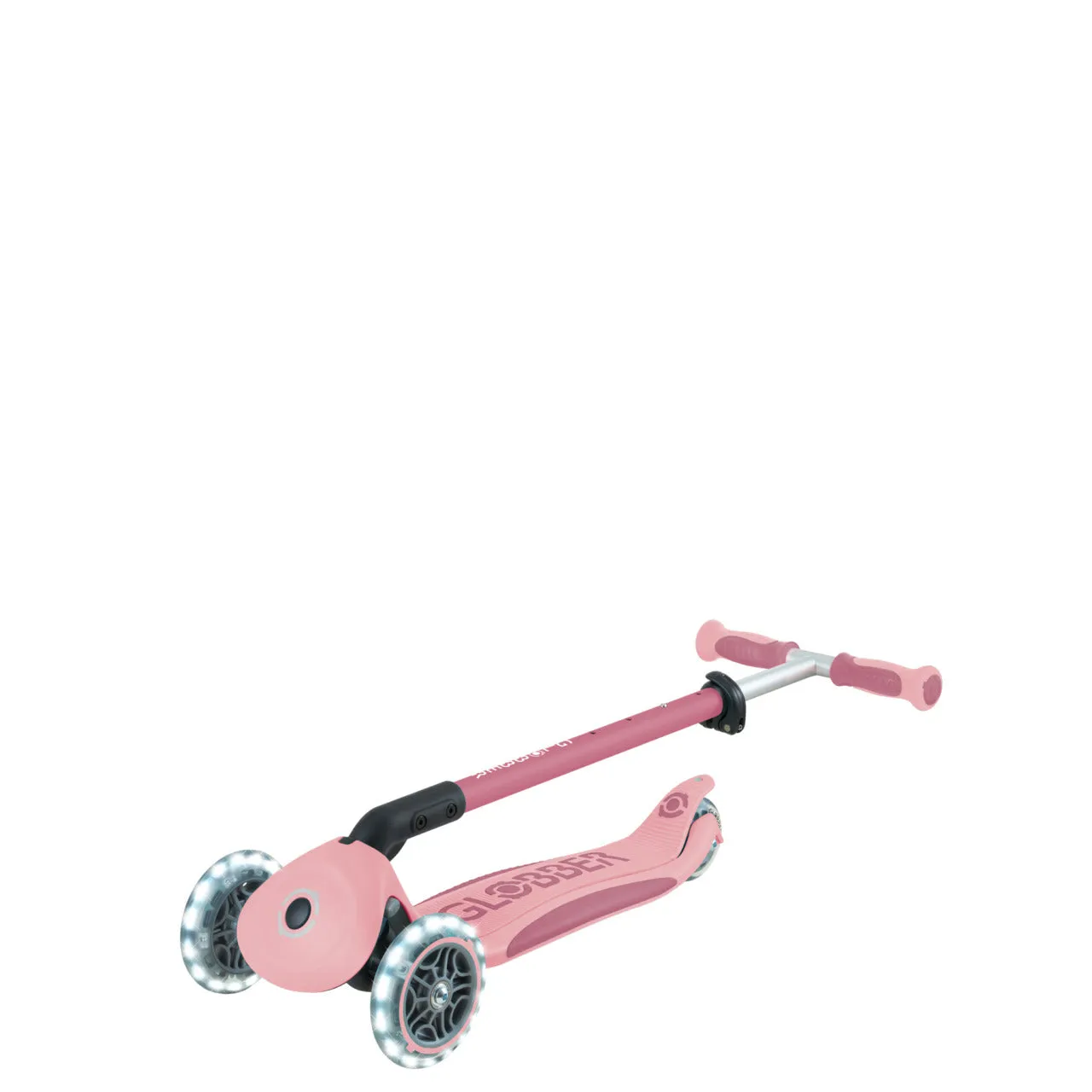 Globber Go Up Deluxe Lights 360° Foldable Scooter - Pastel Pink / Deep Pastel Pink (15M - 9Y )