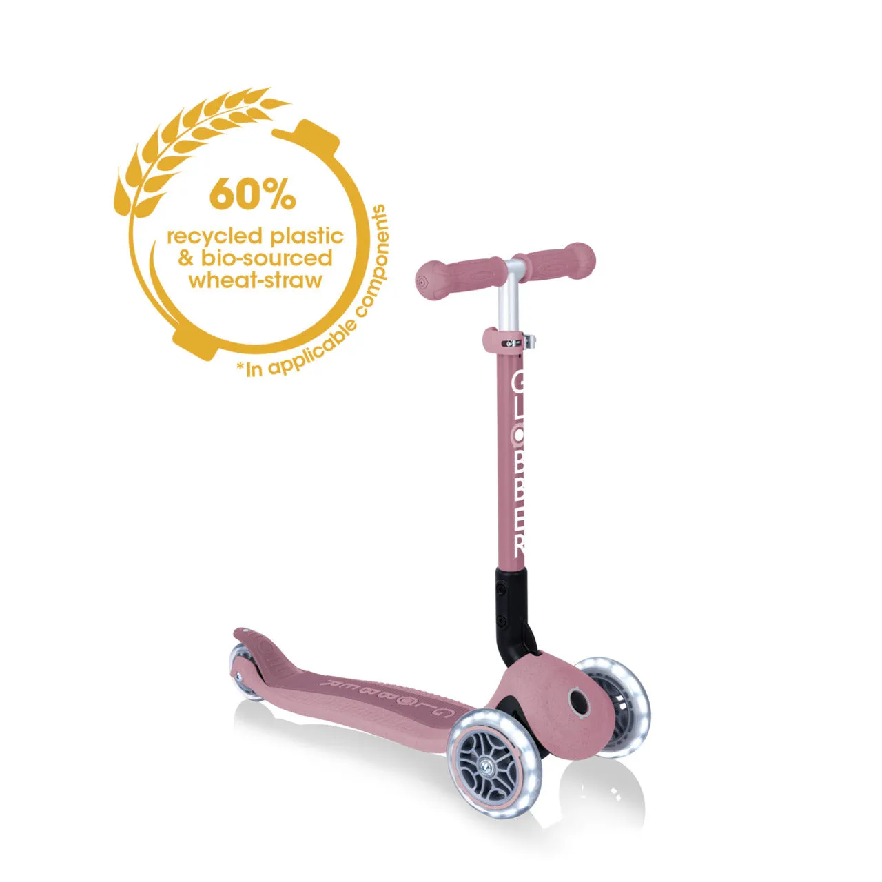 Globber Junior Foldable Lights Ecologic Scooter - Berry (2Y )