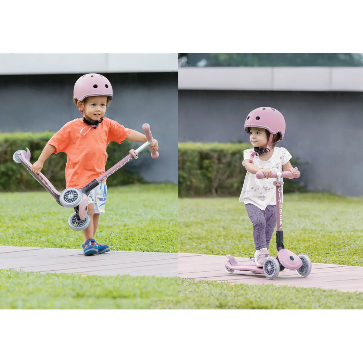 Globber Junior Foldable Lights Ecologic Scooter - Berry (2Y )