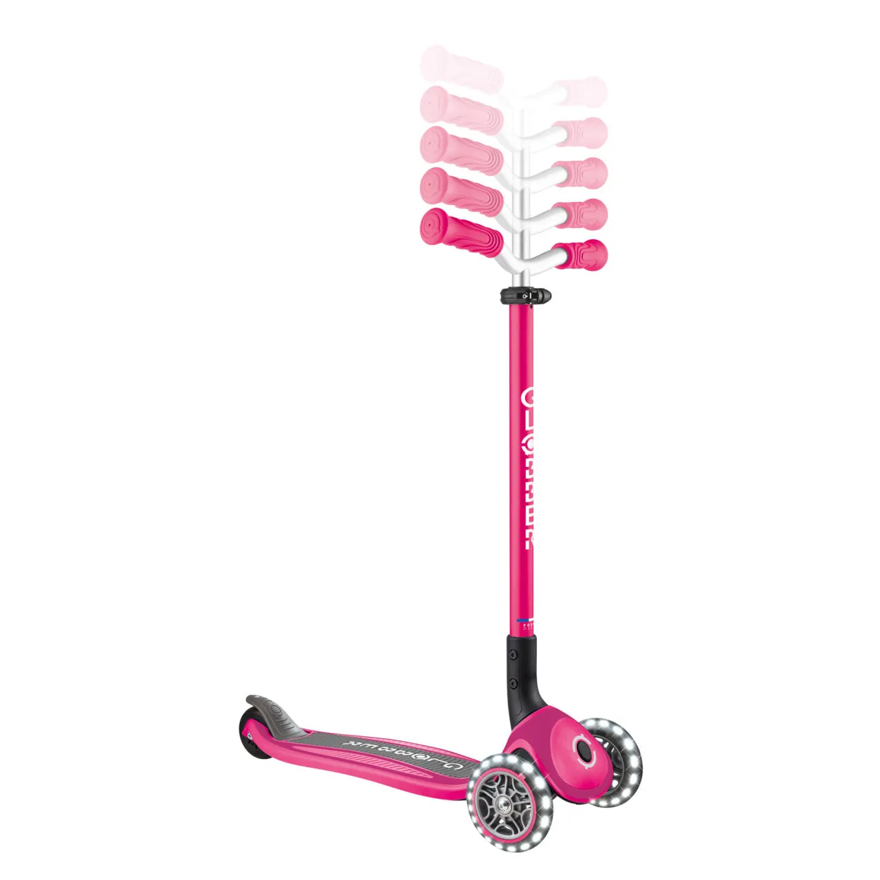 Globber Master Lights Foldable Scooter - Fuchsia (4 - 14Y)