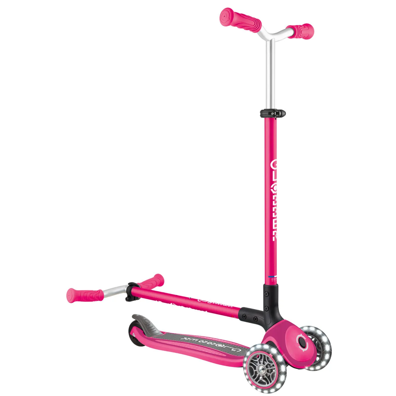 Globber Master Lights Foldable Scooter - Fuchsia (4 - 14Y)