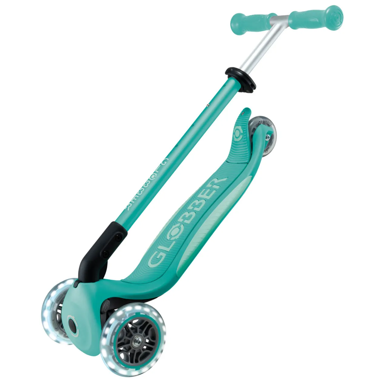 Globber Primo Foldable Plus Lights V2 Scooter - Dark Mint / Mint (3 - 9Y )