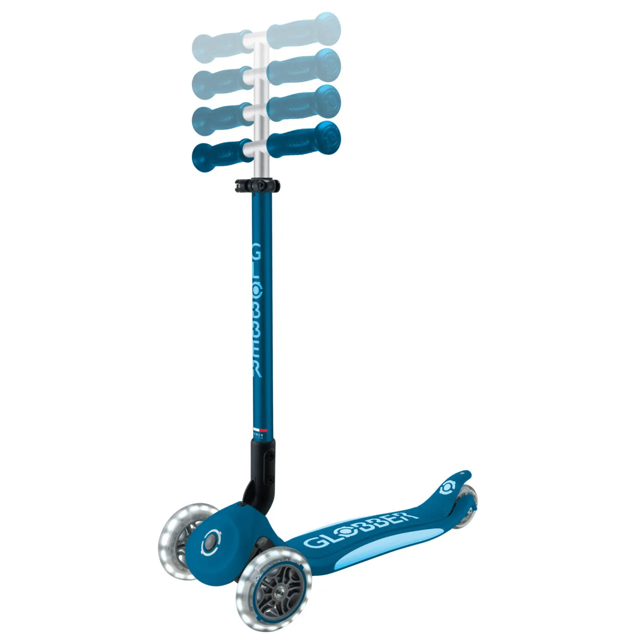 Globber Primo Foldable Plus Lights V2 Scooter - Petrol Blue / Light Blue (3 - 9Y )