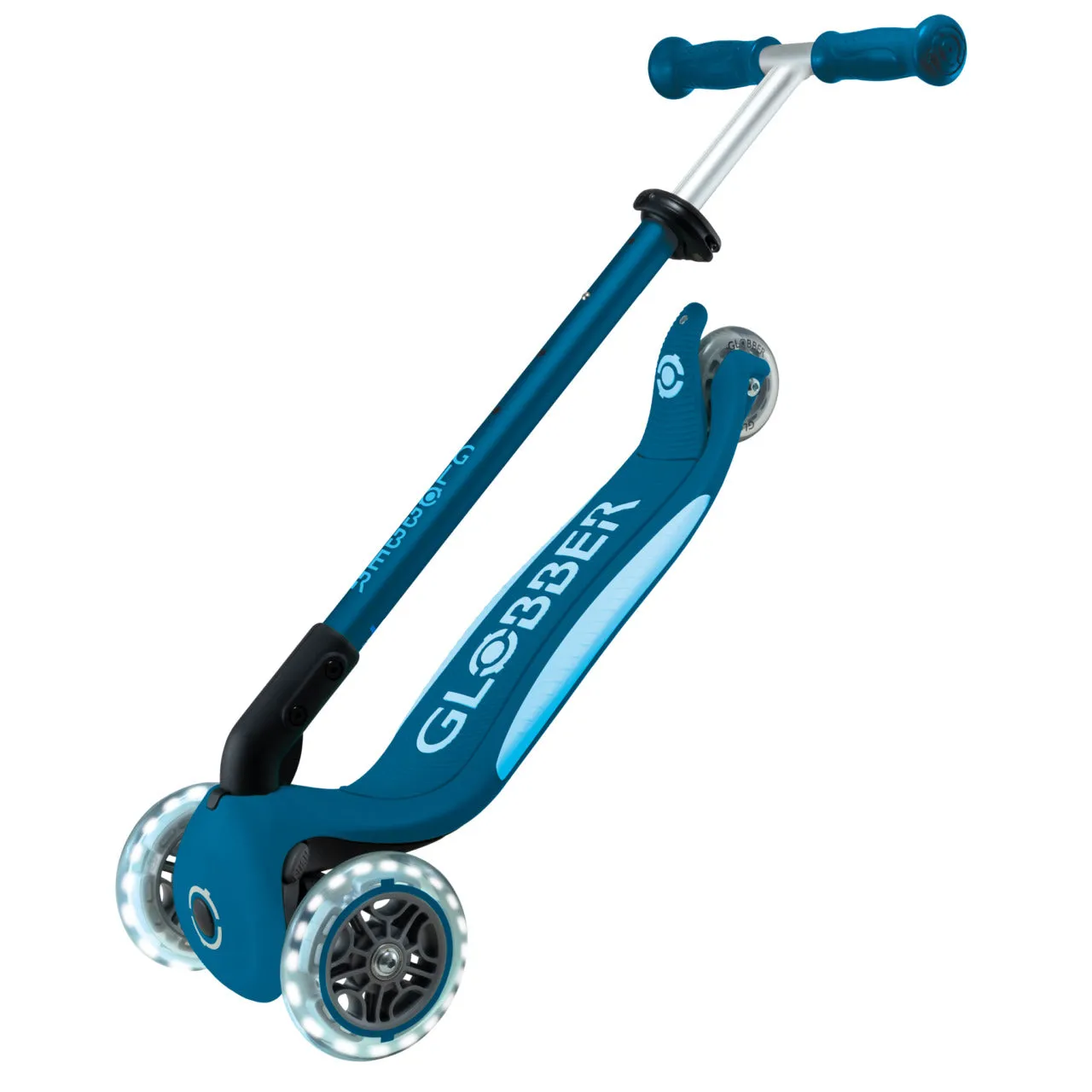 Globber Primo Foldable Plus Lights V2 Scooter - Petrol Blue / Light Blue (3 - 9Y )