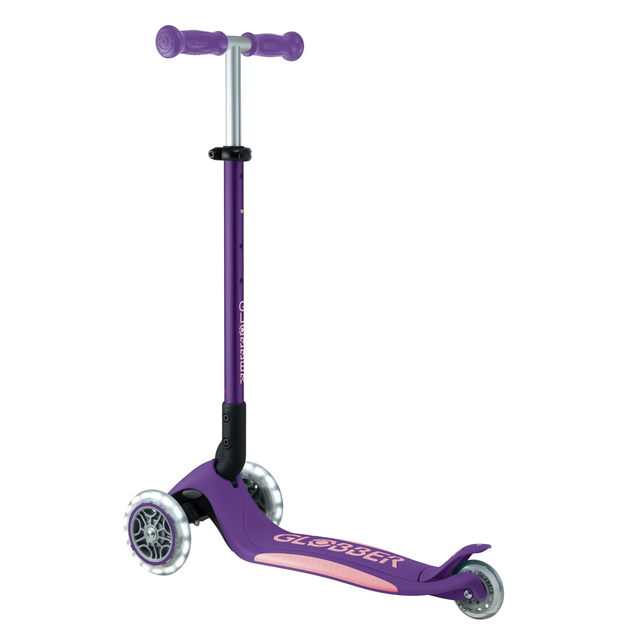 Globber Primo Foldable Plus Lights V2 Scooter - Purple / Pastel Pink (3 - 9Y )